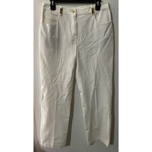St. John Sport High Waisted Straight Leg Pants Size 10 White